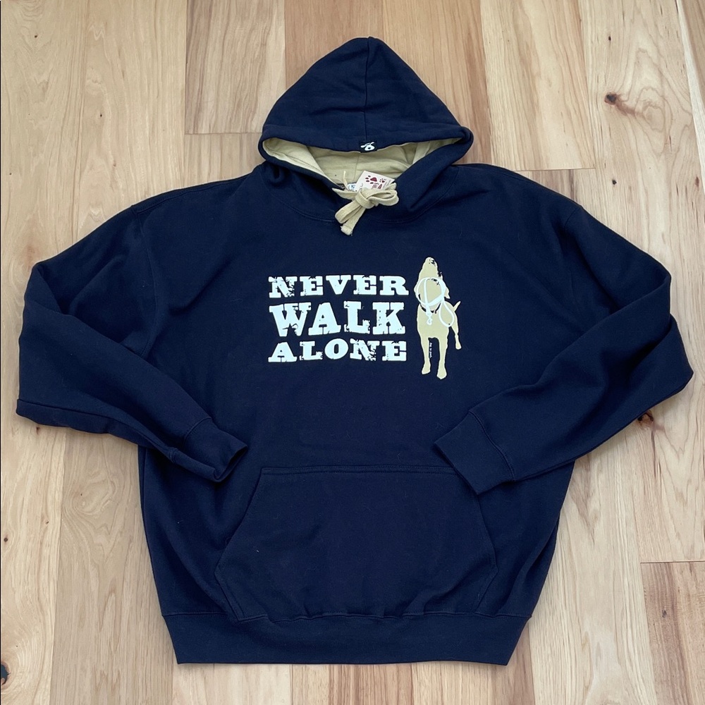 Dog Is Good Women’s/Mens Dog Walker Hoodie Sweatshirt Navy Blue /Tan XL - RARE!